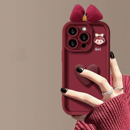 LovelyRLovely LovelyRLovely Wine Red Love Girl Phone C Style 2 / Apple 11 LovelyRLovely Wine Red Love Girl Phone Case