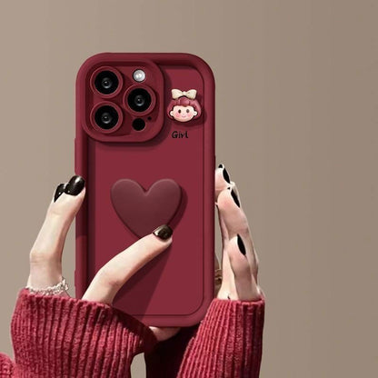 LovelyRLovely LovelyRLovely Wine Red Love Girl Phone C Style1 / Apple 11 LovelyRLovely Wine Red Love Girl Phone Case