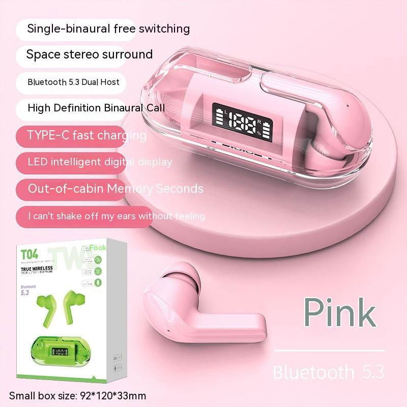 LovelyRLovely LovelyRLovely Wireless Digital Bluetooth Neutral Box T04 Pink LovelyRLovely Wireless Digital Bluetooth Headset