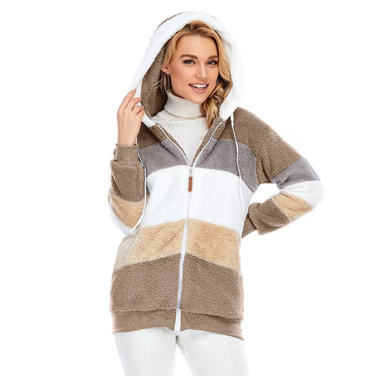 LovelyRLovely LovelyRLovely Woman's Lapel Long Sleeve Khaki / 2XL LovelyRLovely Woman's Lapel Long Sleeve Fluffy Fake Fur Jacket