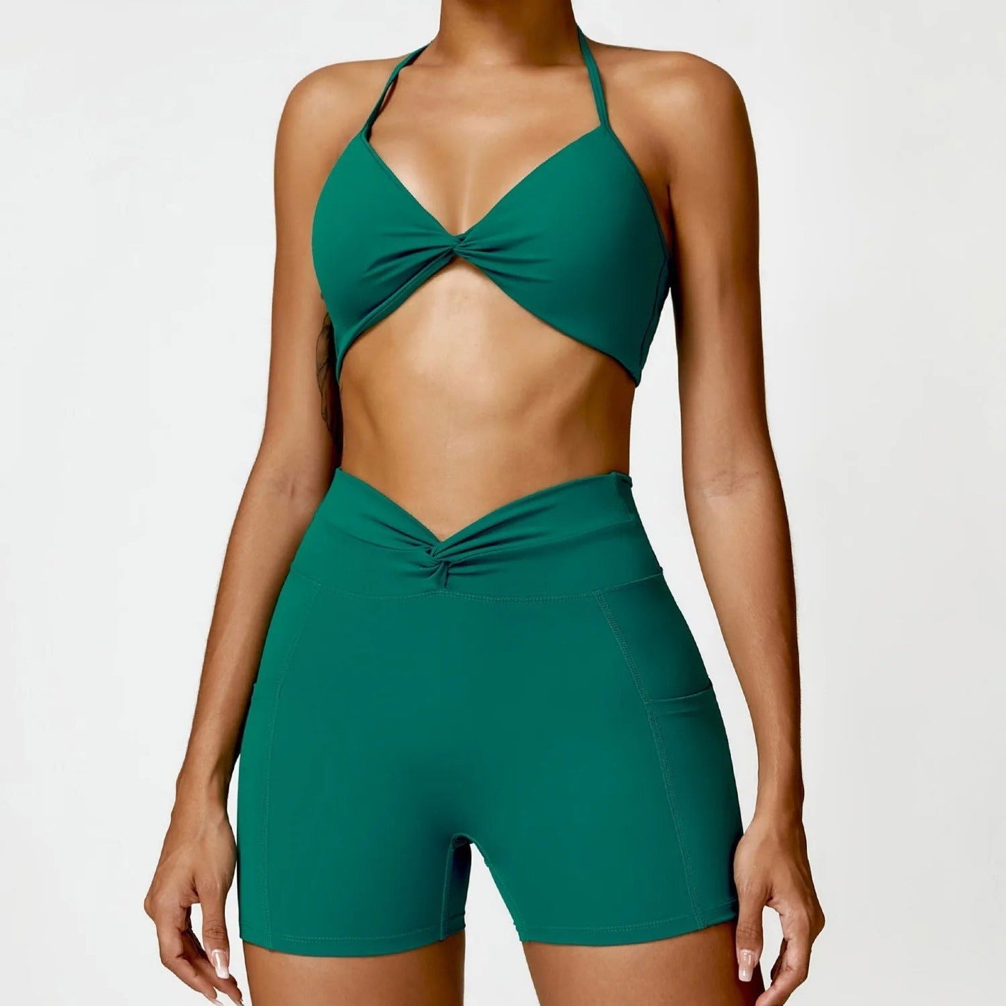 LovelyRLovely LovelyRLovely Women Camisole Yoga Suit Sea King Green short Set / L LovelyRLovely Women Camisole Yoga Suit