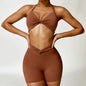 LovelyRLovely LovelyRLovely Women Camisole Yoga Suit Sugar Brown short Set / L LovelyRLovely Women Camisole Yoga Suit