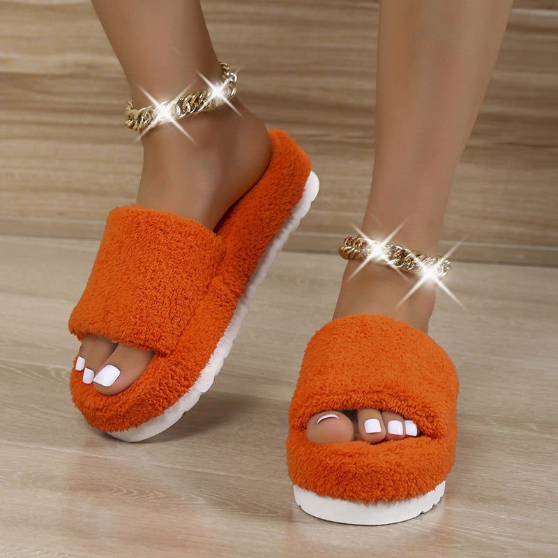 LovelyRLovely LovelyRLovely Women Fuzzy Slippers Orange / Size35 LovelyRLovely Women Fuzzy Slippers