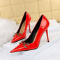 LovelyRLovely LovelyRLovely Women High Heel With Metal Red / 34 LovelyRLovely Women High Heel With Metal Belt Buckle