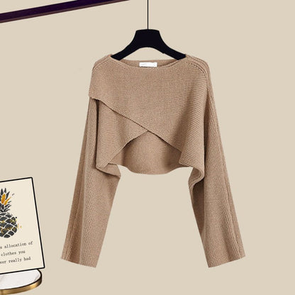 LovelyRLovely LovelyRLovely Women's 3pcs Knitted Sweate Coffee / 2XL LovelyRLovely Women's 3pcs Knitted Sweater Suit