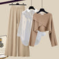 LovelyRLovely LovelyRLovely Women's 3pcs Knitted Sweate Coffee 3PC Set / 2XL LovelyRLovely Women's 3pcs Knitted Sweater Suit