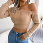 LovelyRLovely LovelyRLovely Women's Bare Shoulder Knit Khaki / L LovelyRLovely Women's Bare Shoulder Knitted Sweater