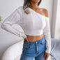 LovelyRLovely LovelyRLovely Women's Bare Shoulder Knit White / L LovelyRLovely Women's Bare Shoulder Knitted Sweater