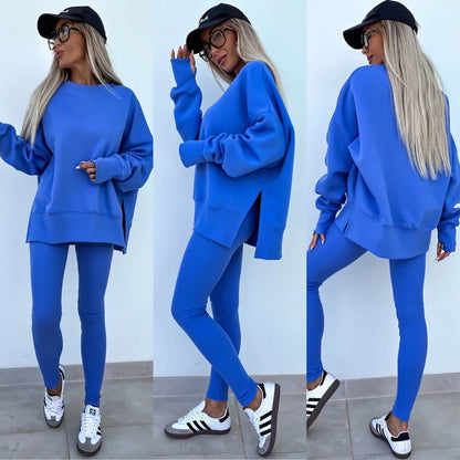 LovelyRLovely LovelyRLovely Women's Casual Loose Long Blue / L LovelyRLovely Women's Casual Loose Long Sleeve Sweater Suit