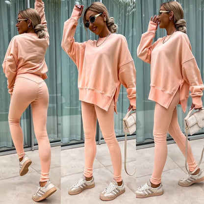 LovelyRLovely LovelyRLovely Women's Casual Loose Long Orange / L LovelyRLovely Women's Casual Loose Long Sleeve Sweater Suit