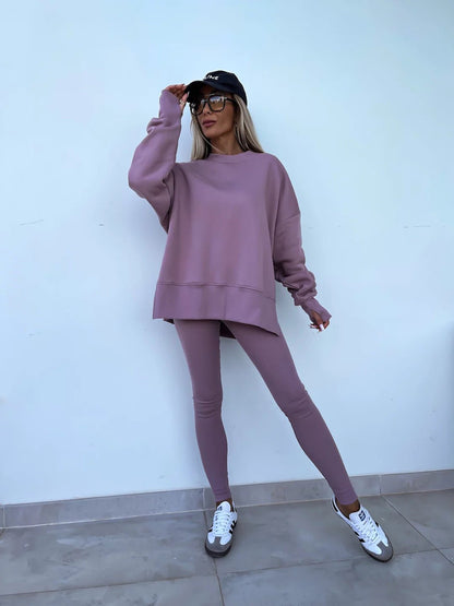 LovelyRLovely LovelyRLovely Women's Casual Loose Long Purple / L LovelyRLovely Women's Casual Loose Long Sleeve Sweater Suit