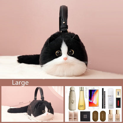 LovelyRLovely LovelyRLovely Women's Cute Handmade Real Large Black white cat LovelyRLovely Women's Cute Handmade Realistic Cat Doll Bag