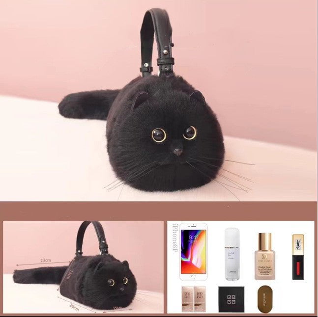 LovelyRLovely LovelyRLovely Women's Cute Handmade Real Medium Black Cat LovelyRLovely Women's Cute Handmade Realistic Cat Doll Bag