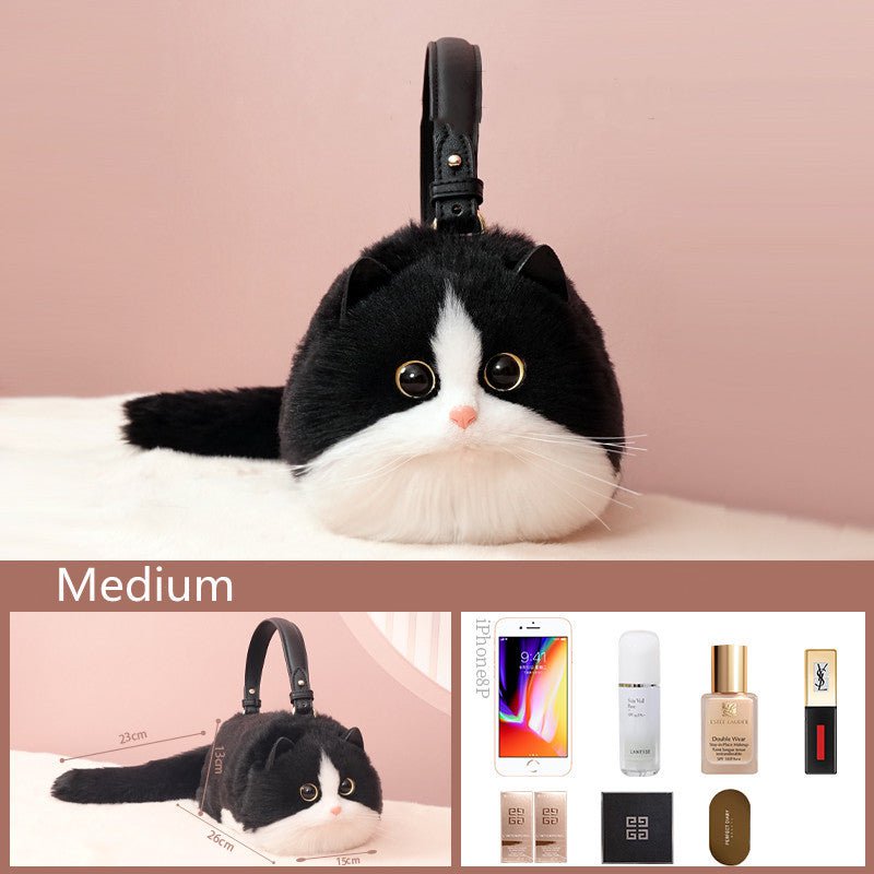 LovelyRLovely LovelyRLovely Women's Cute Handmade Real Medium Black white cat LovelyRLovely Women's Cute Handmade Realistic Cat Doll Bag