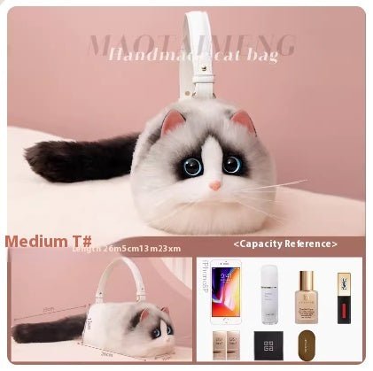 LovelyRLovely LovelyRLovely Women's Cute Handmade Real Medium Puppet Cat LovelyRLovely Women's Cute Handmade Realistic Cat Doll Bag