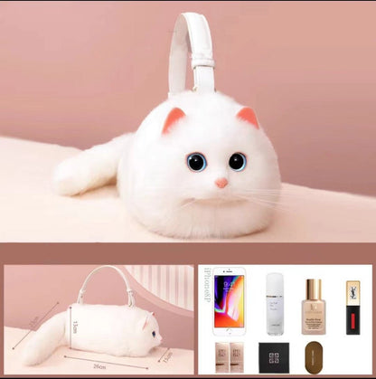 LovelyRLovely LovelyRLovely Women's Cute Handmade Real Medium White Cat LovelyRLovely Women's Cute Handmade Realistic Cat Doll Bag