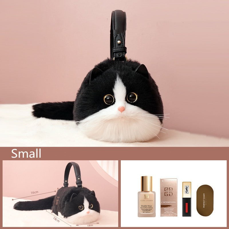 LovelyRLovely LovelyRLovely Women's Cute Handmade Real Small Black white cat LovelyRLovely Women's Cute Handmade Realistic Cat Doll Bag