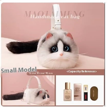 LovelyRLovely LovelyRLovely Women's Cute Handmade Real Small Puppet Cat LovelyRLovely Women's Cute Handmade Realistic Cat Doll Bag