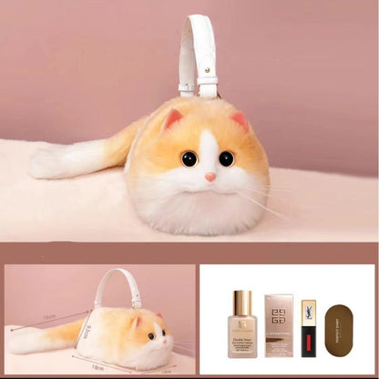 LovelyRLovely LovelyRLovely Women's Cute Handmade Real Small yellow white cat LovelyRLovely Women's Cute Handmade Realistic Cat Doll Bag