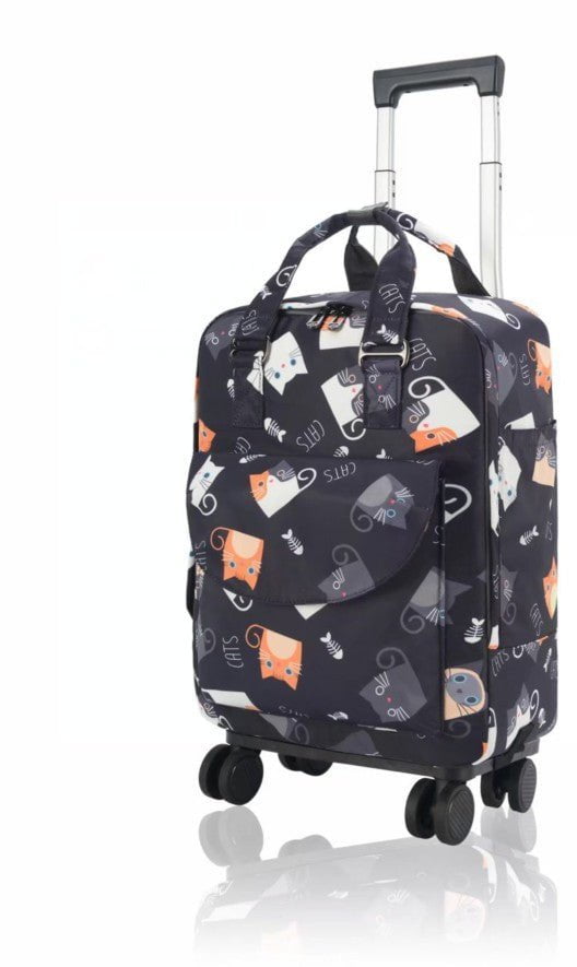 LovelyRLovely LovelyRLovely Women's Detachable Trolley Orange black / 14inches LovelyRLovely Women's Detachable Trolley Backpack With Canvas Print