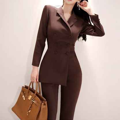 LovelyRLovely LovelyRLovely Women's Double-Breasted Su Brown / L LovelyRLovely Women's Double-Breasted Suit