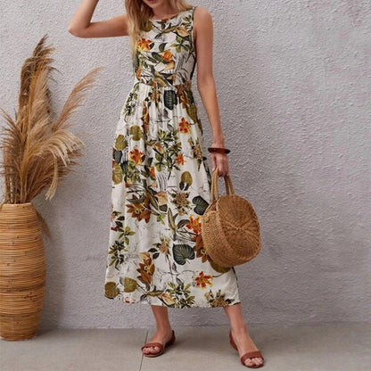 LovelyRLovely LovelyRLovely Women's Fashion Printed Sl Apricot / L LovelyRLovely Women's Fashion Printed Sleeveless Dress