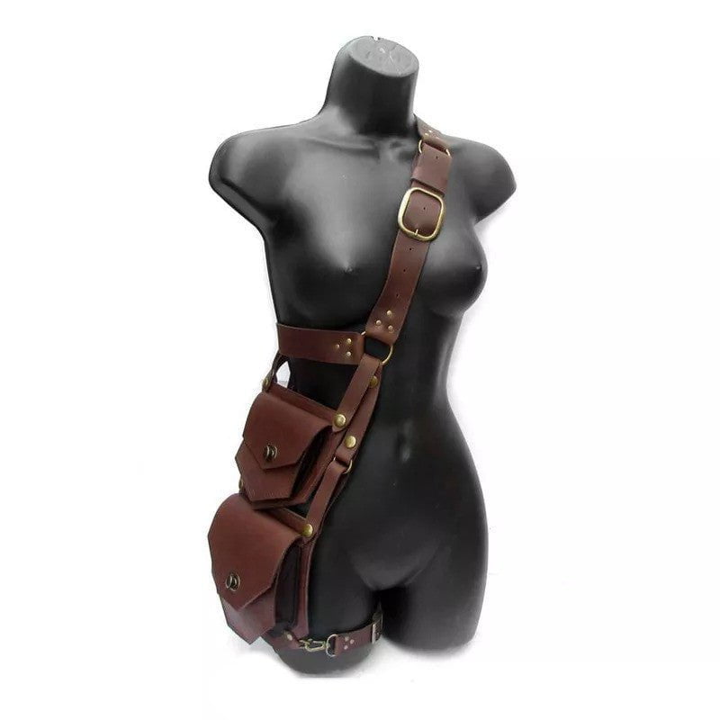 LovelyRLovely LovelyRLovely Women's Fashion Punk Outdo Dark Brown / Below 20L LovelyRLovely Women's Fashion Punk Outdoor Waist Bag