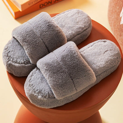 LovelyRLovely LovelyRLovely Women's Flat-bottomed Plus Grey / 36or37 LovelyRLovely Women's Flat-bottomed Plush Slides