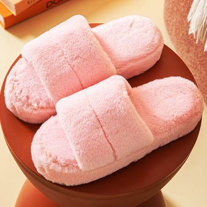 LovelyRLovely LovelyRLovely Women's Flat-bottomed Plus Pink / 36or37 LovelyRLovely Women's Flat-bottomed Plush Slides