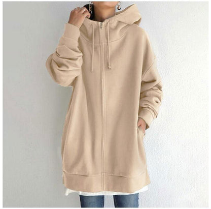 LovelyRLovely LovelyRLovely Women's Fuzzy Full-Zip Hoo Khaki / 3XL LovelyRLovely Women's Fuzzy Full-Zip Hoodie Sweatshirt