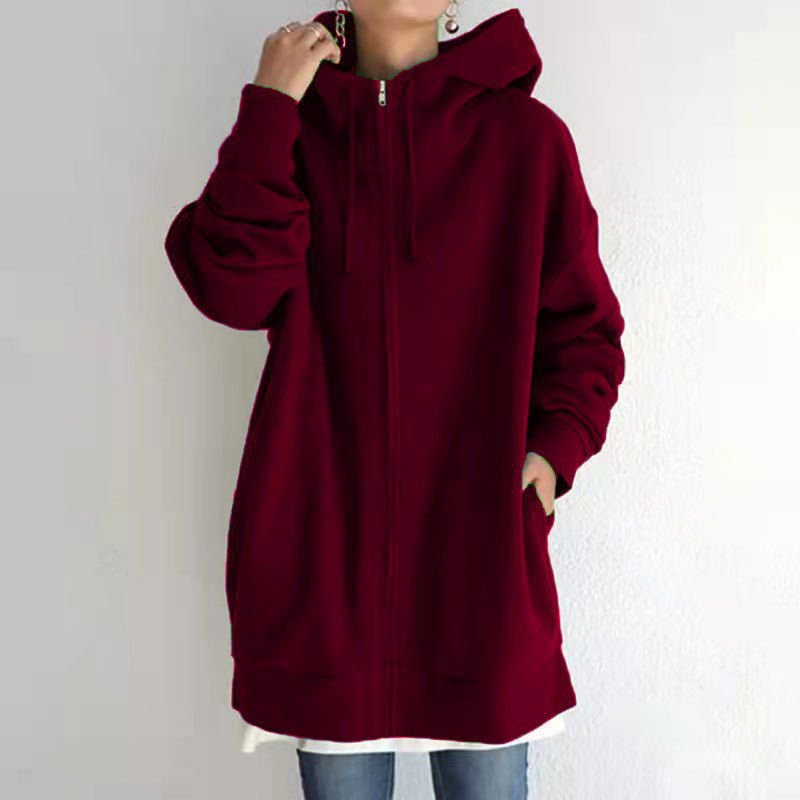 LovelyRLovely LovelyRLovely Women's Fuzzy Full-Zip Hoo Wine red / 3XL LovelyRLovely Women's Fuzzy Full-Zip Hoodie Sweatshirt