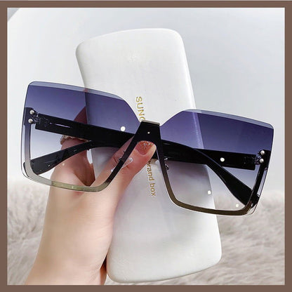 LovelyRLovely LovelyRLovely Women's Half Frame Metal S Gradient grey LovelyRLovely Women's Half Frame Metal Sunglasses