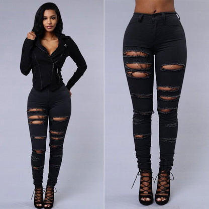 LovelyRLovely LovelyRLovely Women's High Waist Pencil Black / 2XL LovelyRLovely Women's High Waist Pencil Ripped Jeans