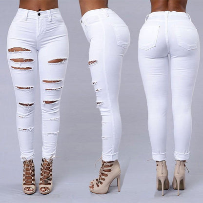 LovelyRLovely LovelyRLovely Women's High Waist Pencil LovelyRLovely Women's High Waist Pencil Ripped Jeans