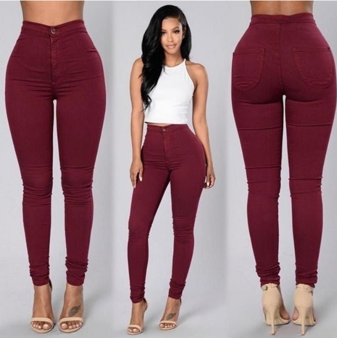 LovelyRLovely LovelyRLovely Women's High Waist Stretch Burgundy / 4XL LovelyRLovely Women's High Waist Stretch Skinny Jeans