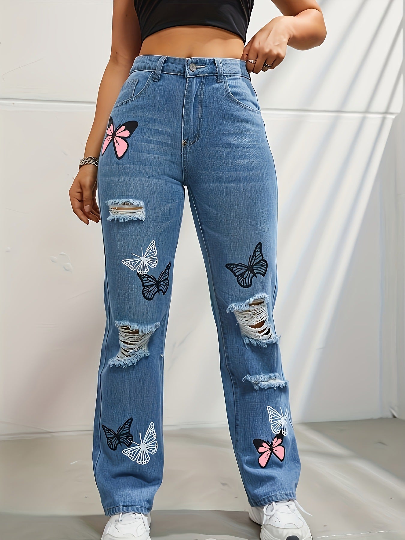 LovelyRLovely LovelyRLovely Women's High Waisted Strai LovelyRLovely Women's High Waisted Straight Leg Jean