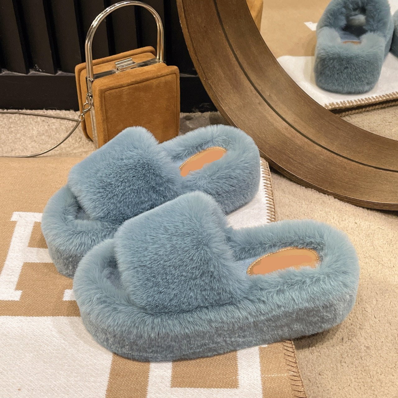 LovelyRLovely LovelyRLovely Women's Home Thick-soled P Blue / 35 LovelyRLovely Women's Home Thick-soled Plush Slippers