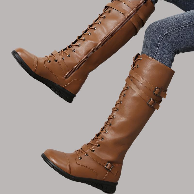 LovelyRLovely LovelyRLovely Women's Lace-up High Tube LovelyRLovely Women's Lace-up High Tube Knight Boots