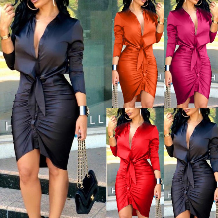 LovelyRLovely LovelyRLovely Women's Lace-up Long Sleeve Midi Dress