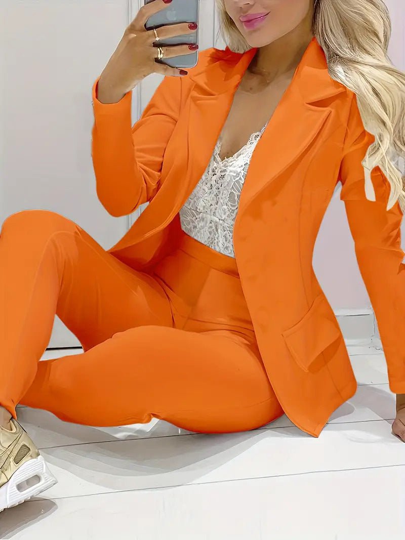 LovelyRLovely LovelyRLovely Women's Long Sleeve Jacket Orange / 2XL LovelyRLovely Women's Long Sleeve Jacket And Trouser Suit