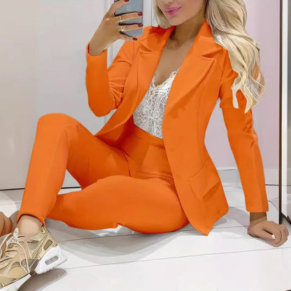 LovelyRLovely LovelyRLovely Women's Long Sleeve Jacket Orange / XS LovelyRLovely Women's Long Sleeve Jacket And Trouser Suit