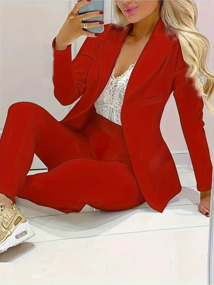 LovelyRLovely LovelyRLovely Women's Long Sleeve Jacket Red / 2XL LovelyRLovely Women's Long Sleeve Jacket And Trouser Suit