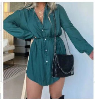 LovelyRLovely LovelyRLovely Women's Long Sleeve Jumpsu Turquoise / 4XL LovelyRLovely Women's Long Sleeve Jumpsuit Shirt Dress