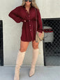 LovelyRLovely LovelyRLovely Women's Long Sleeve Jumpsu Wine Red / 4XL LovelyRLovely Women's Long Sleeve Jumpsuit Shirt Dress