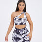 LovelyRLovely LovelyRLovely Women's One-shoulder Tie-d L / Black And White Bra LovelyRLovely Women's One-shoulder Tie-dye Yoga Clothes