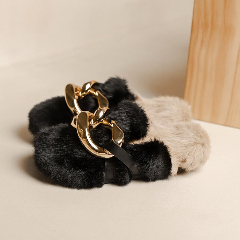 LovelyRLovely LovelyRLovely Women's Outerwear Mink Fur Black / 35 LovelyRLovely Women's Outerwear Mink Fur Slippers