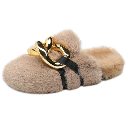 LovelyRLovely LovelyRLovely Women's Outerwear Mink Fur Khaki / 35 LovelyRLovely Women's Outerwear Mink Fur Slippers