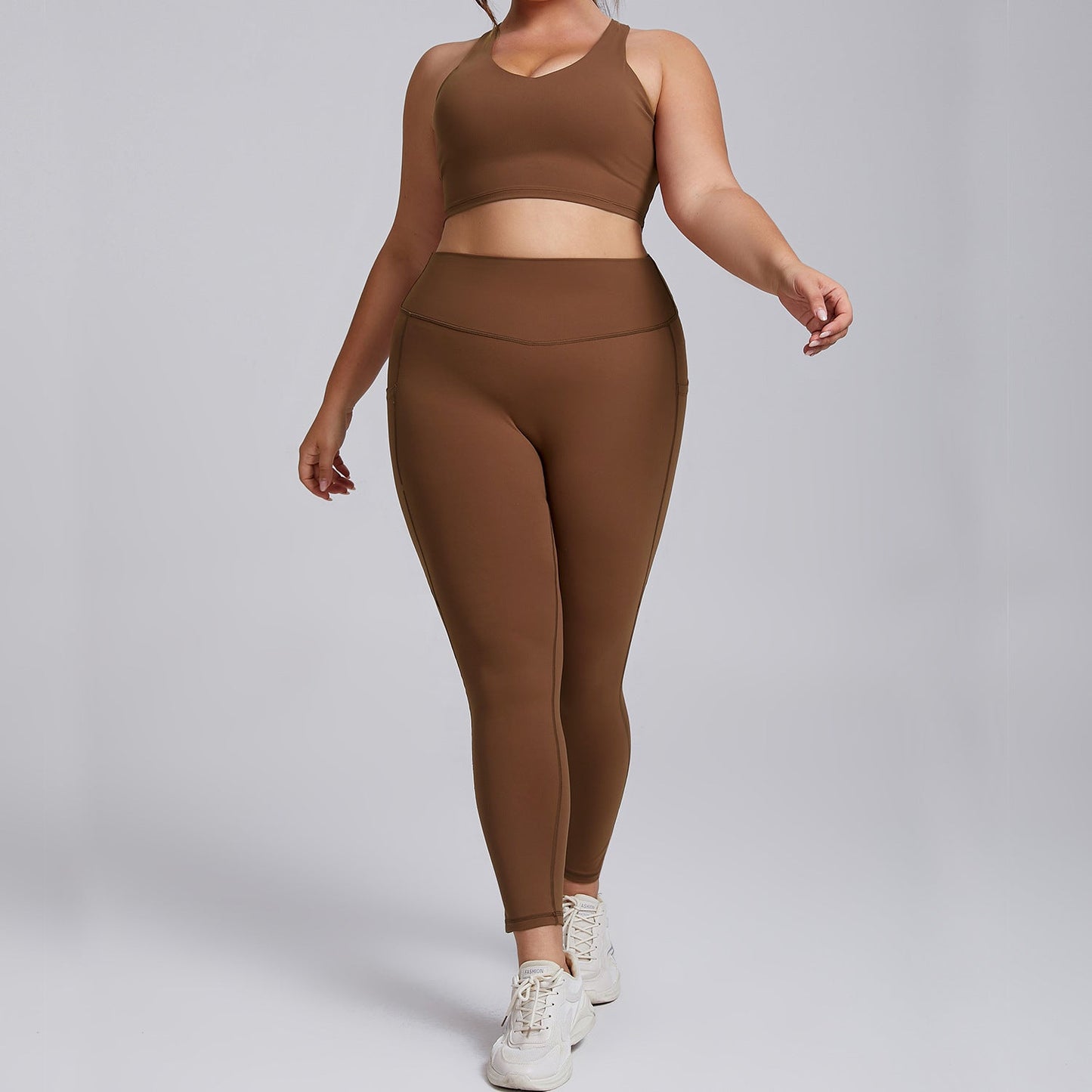 LovelyRLovely LovelyRLovely Women's Plus Size Leggings Mocha Coffee Bra Trousers / 2XL LovelyRLovely Women's Plus Size Leggings Stretch Suit