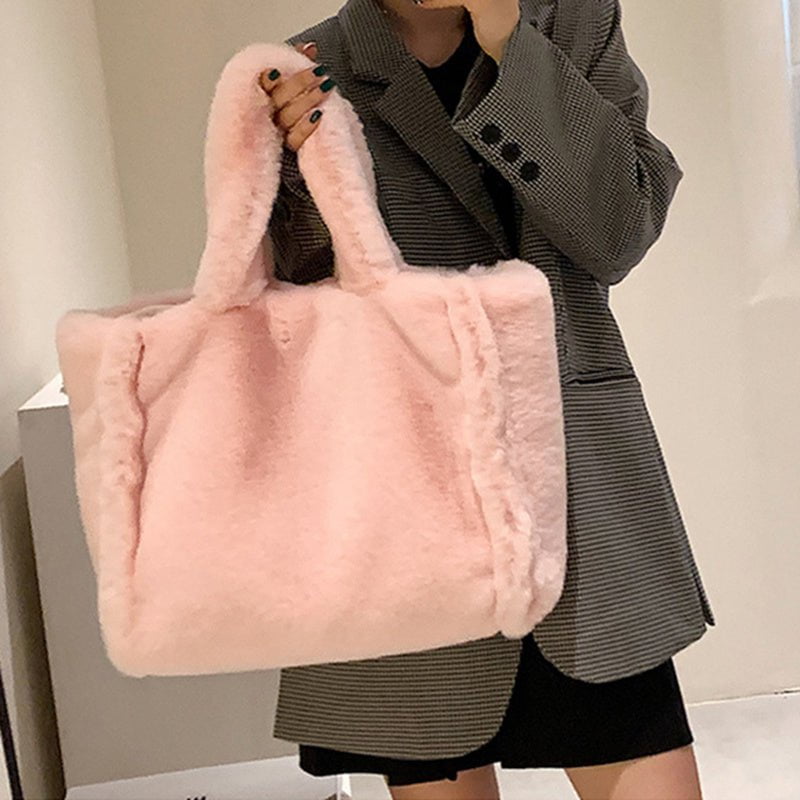 LovelyRLovely LovelyRLovely Women's Plush Shoulder Bag Pink / L LovelyRLovely Women's Plush Shoulder Bag