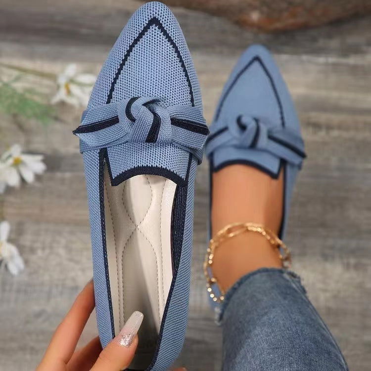 LovelyRLovely LovelyRLovely Women's Pointed Toe Bow Fl Blue / Size36 LovelyRLovely Women's Pointed Toe Bow Flats